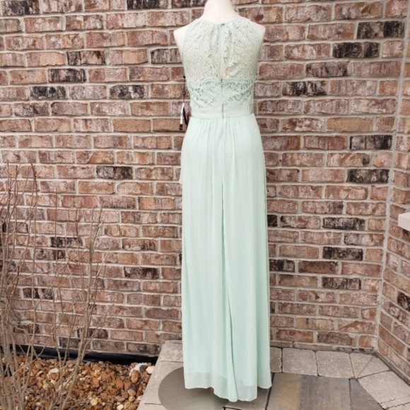 NWT Adrianna Papell Halter Stretch Tulle Lace Gown - Picture 3 of 8